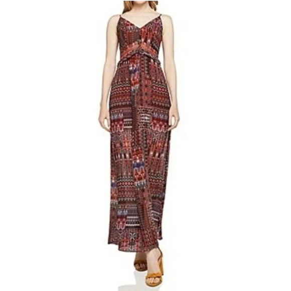 BCBGeneration Women's Saffron Multi Patchwork Strappy Maxi Dress Size 6 - Picture 1 of 10